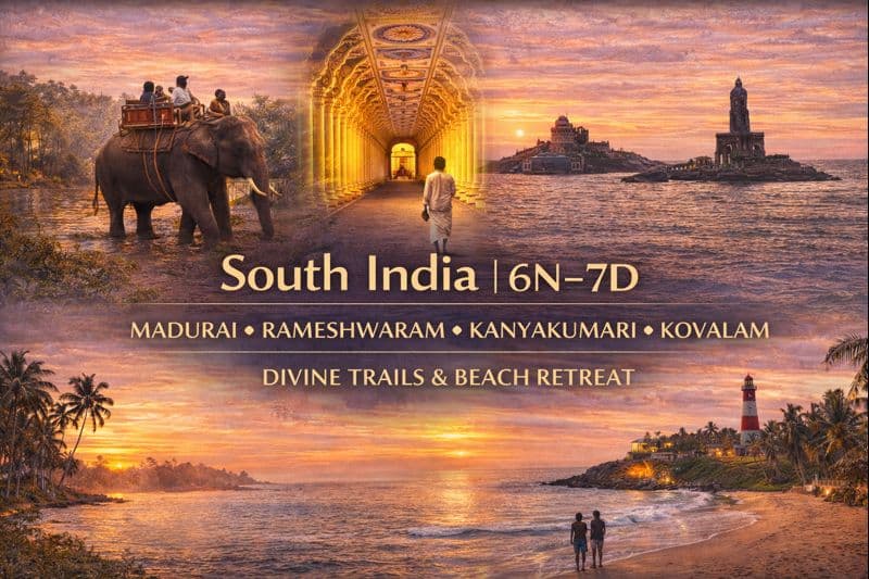 SOUTH INDIA | 6N–7D | MADURAI ✦ RAMESHWARAM ✦ KANYAKUMARI ✦ KOVALAM DIVINE TRAILS & BEACH RETREAT