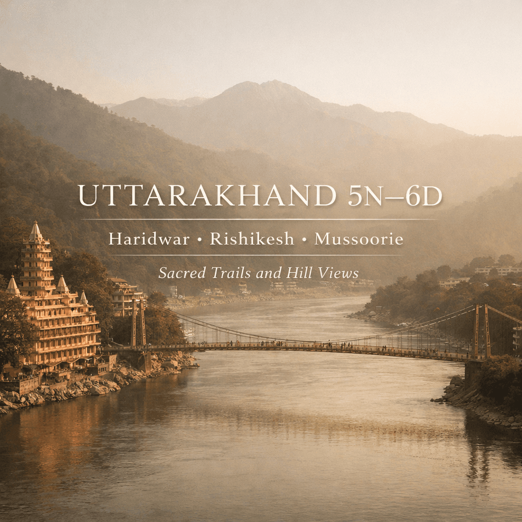UTTARAKHAND 5N–6D | Haridwar • Rishikesh • Mussoorie | Sacred Trails and Hill Views
