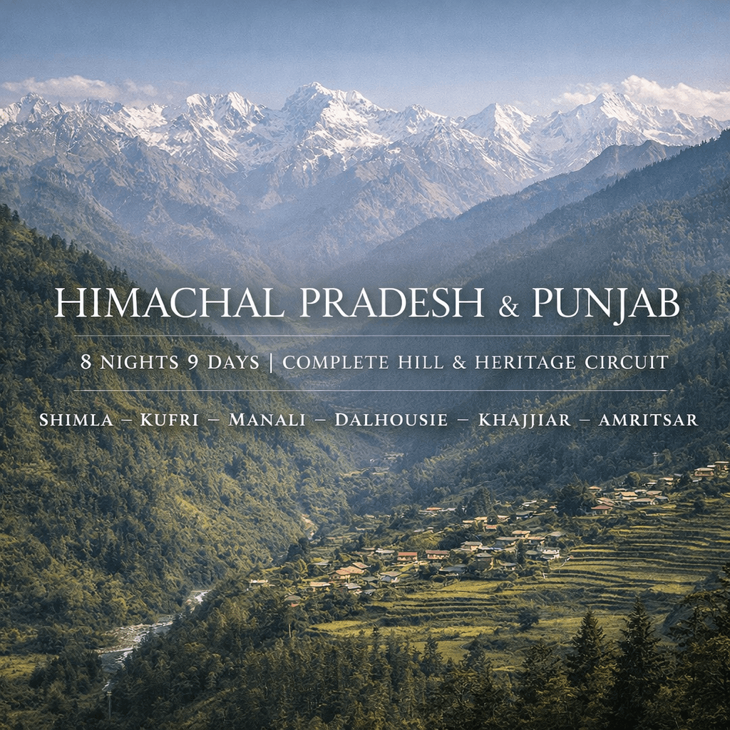 HIMACHAL PRADESH & PUNJAB | 8 NIGHTS 9 DAYS | COMPLETE HILL & HERITAGE CIRCUIT | SHIMLA – KUFRI – MANALI – DALHOUSIE – KHAJJIAR – AMRITSAR