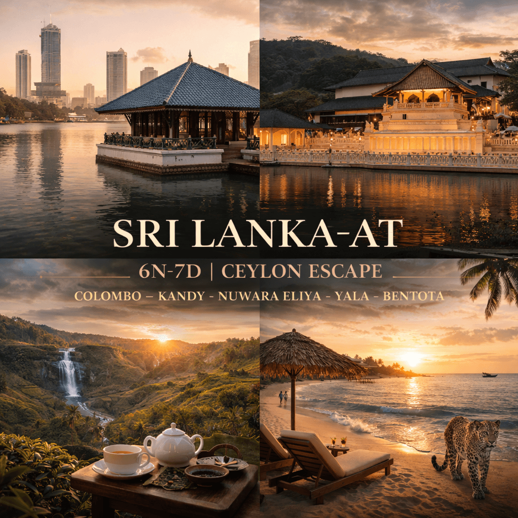 SRI LANKA-AT | 6N-7D | CEYLON ESCAPE | COLOMBO – KANDY – NUWARA ELIYA – YALA – BENTOTA