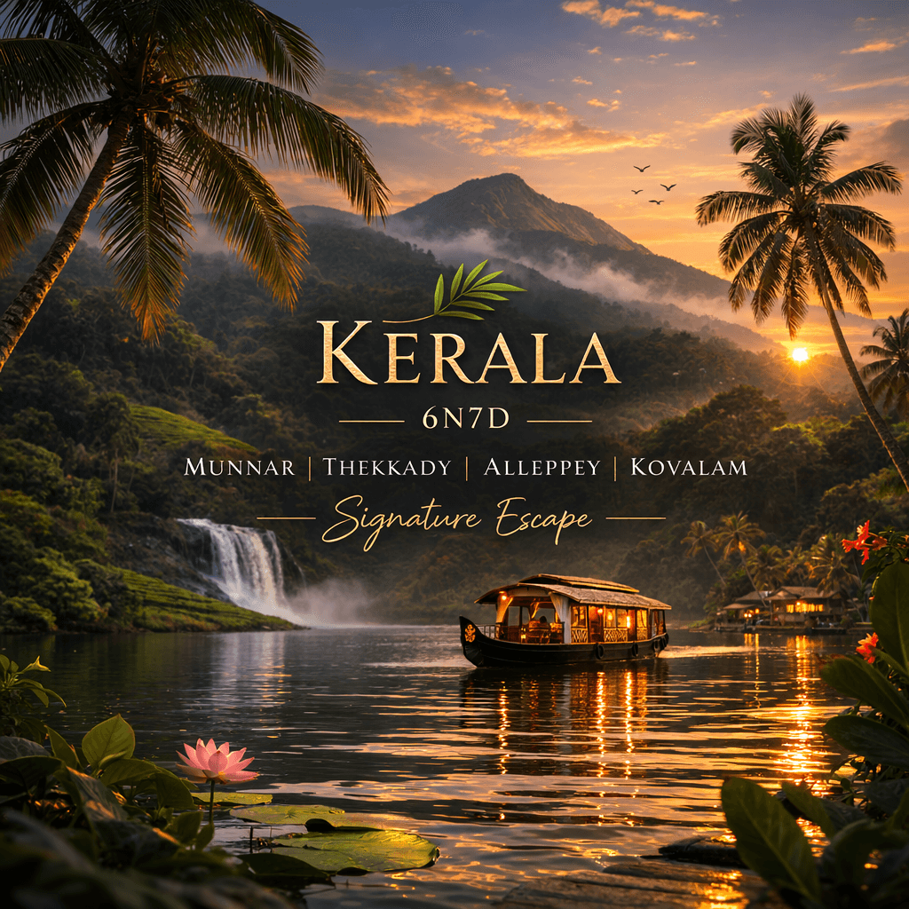KERALA | 6N7D | MUNNAR | THEKKADY | ALLEPPEY | KOVALAM – SIGNATURE ESCAPE