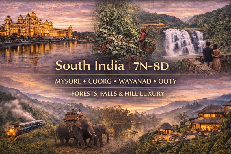 SOUTH INDIA | 7N–8D | MYSORE ✦ COORG ✦ WAYANAD ✦ OOTY FORESTS, FALLS & HILL LUXURY