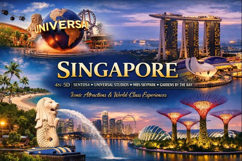 SINGAPORE | 4N–5D | SENTOSA ✦ UNIVERSAL STUDIOS ✦ MBS SKYPARK ✦ GARDENS BY THE BAY Iconic Attractions & World-Class Experiences