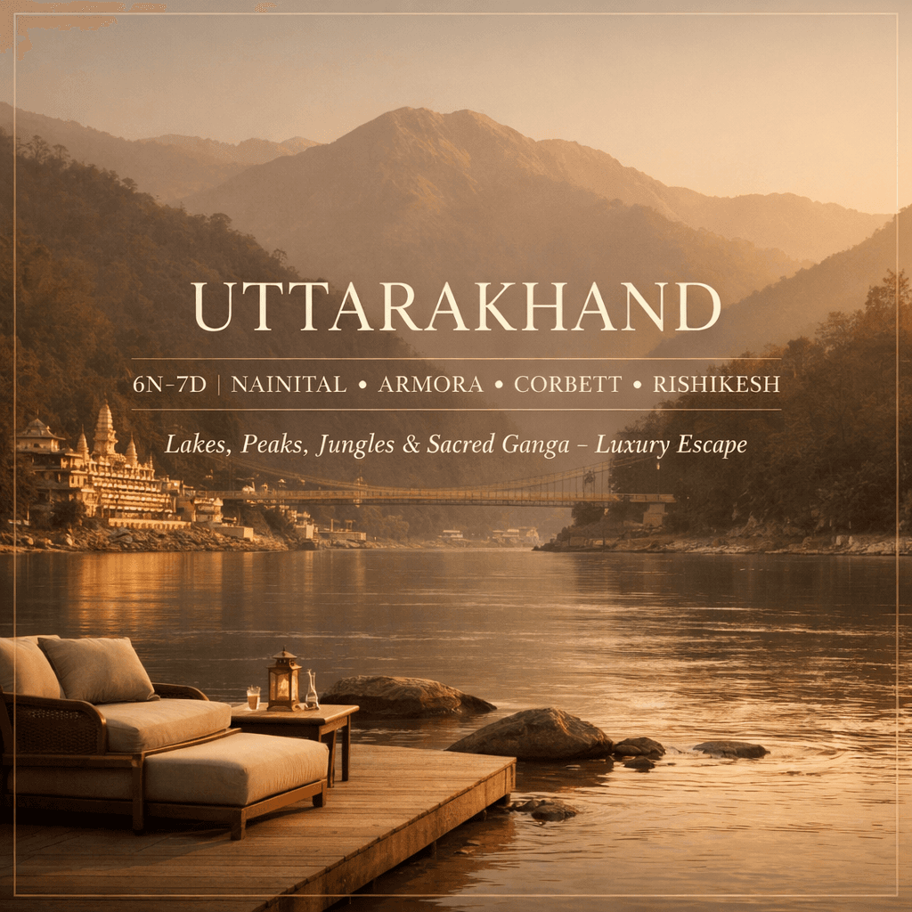 UTTARAKHAND | 6N–7D | NAINITAL ✦ ARMORA ✦ CORBETT ✦ RISHIKESH Lakes, Peaks, Jungles & Sacred Ganga – Luxury Escape