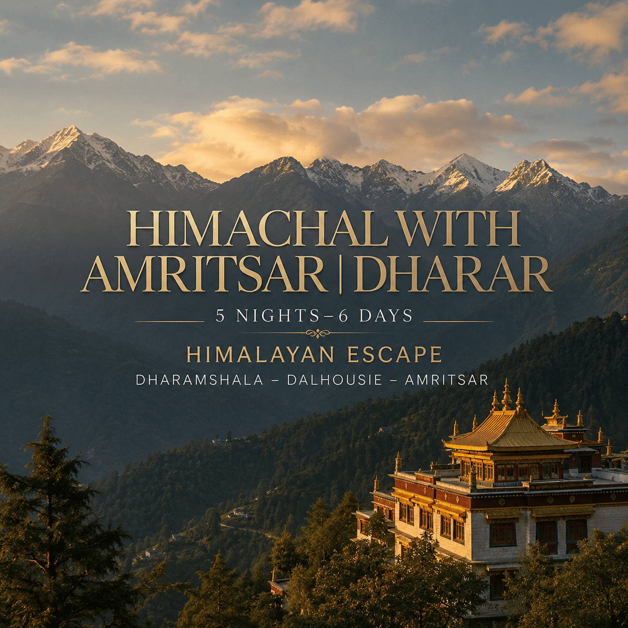 HIMACHAL WITH AMRITSAR | 5 NIGHTS–6 DAYS | HIMALAYAN ESCAPE | DHARAMSHALA – DALHOUSIE – AMRITSAR